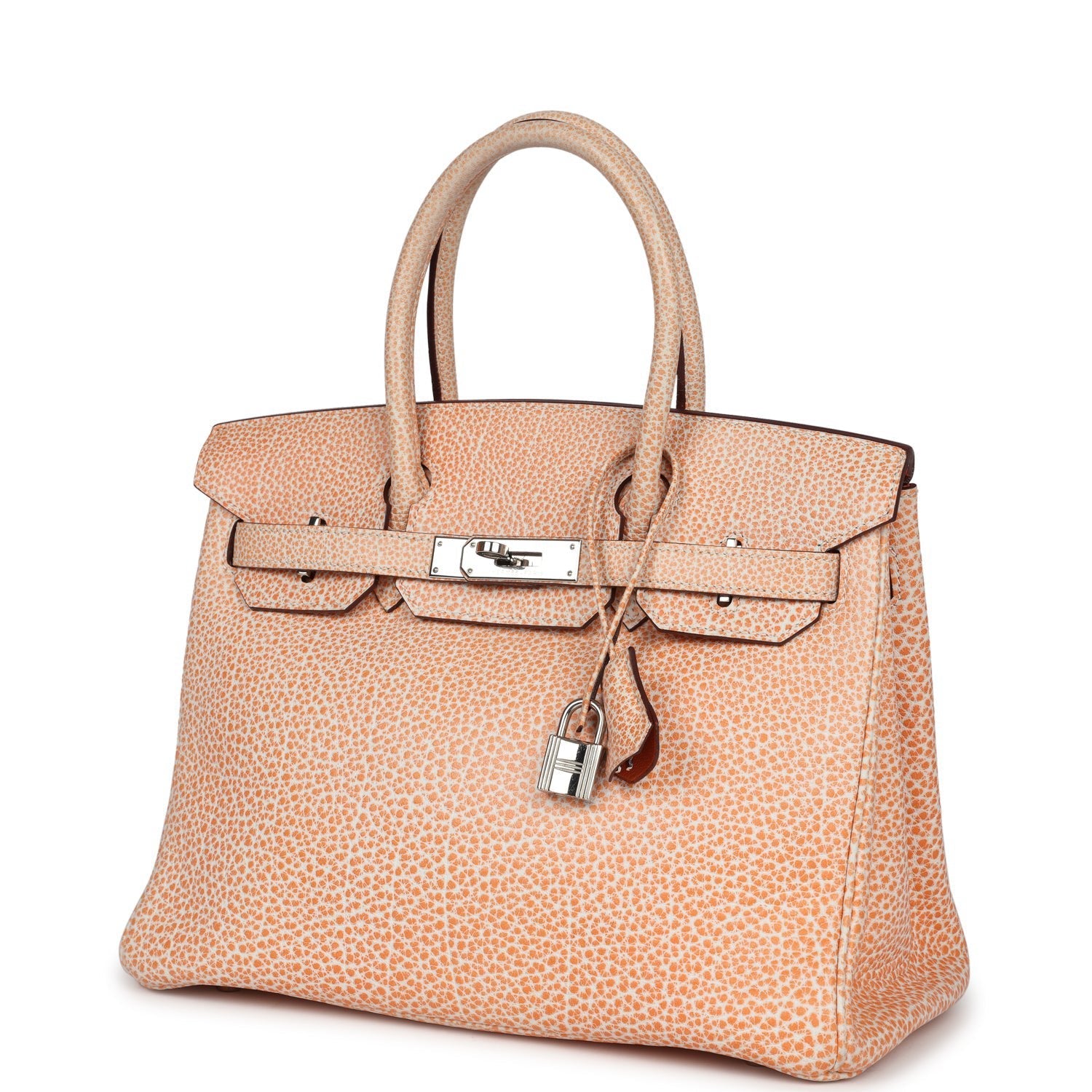 New Hermes Birkin 30 Orange Dalmatian Buffalo Palladium Hardware