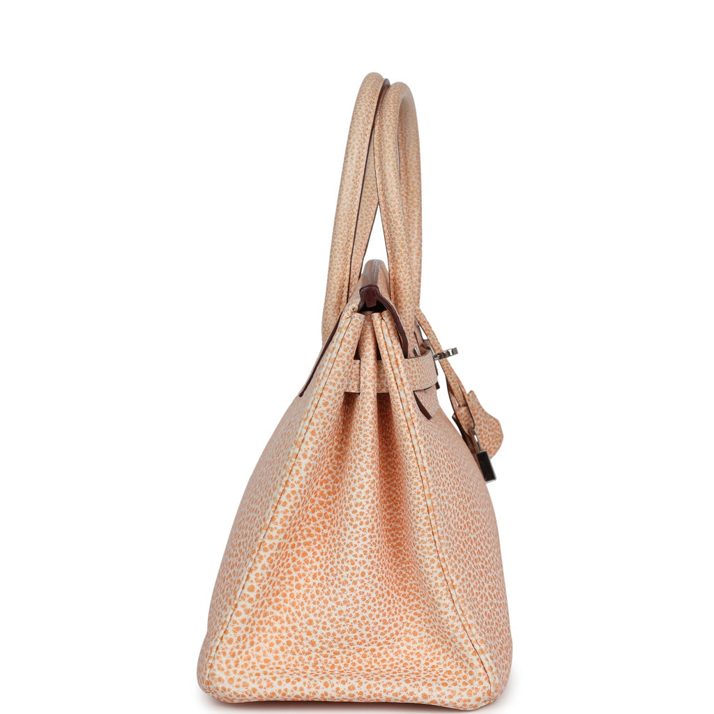 New Hermes Birkin 30 Orange Dalmatian Buffalo Palladium Hardware