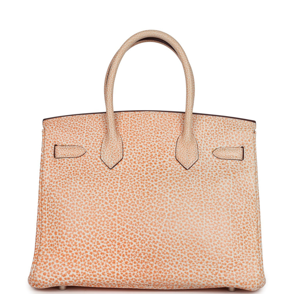 New Hermes Birkin 30 Orange Dalmatian Buffalo Palladium Hardware