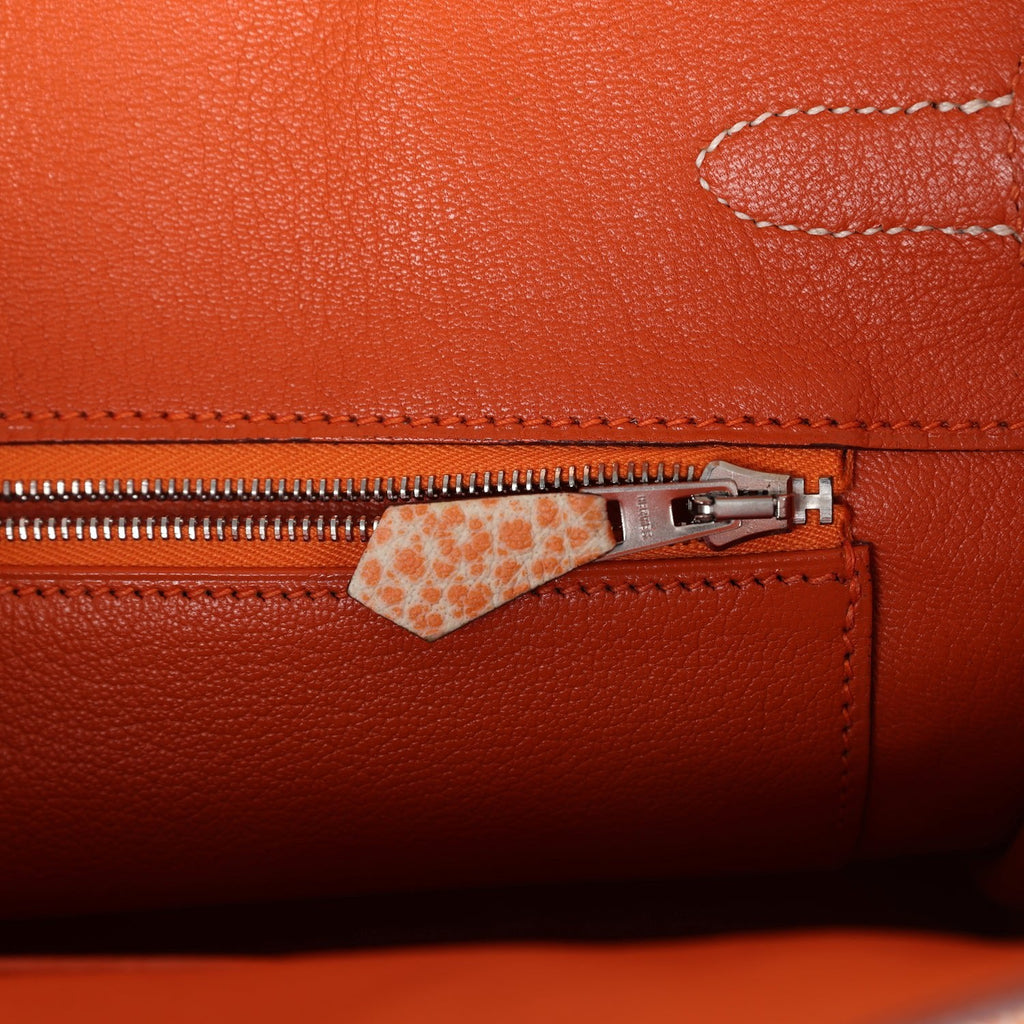 New Hermes Birkin 30 Orange Dalmatian Buffalo Palladium Hardware