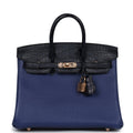 Hermes Birkin 25 Bleu Saphir Taurillion Novillo and Bleu Marine Matte Alligator Touch Rose Gold Hardware