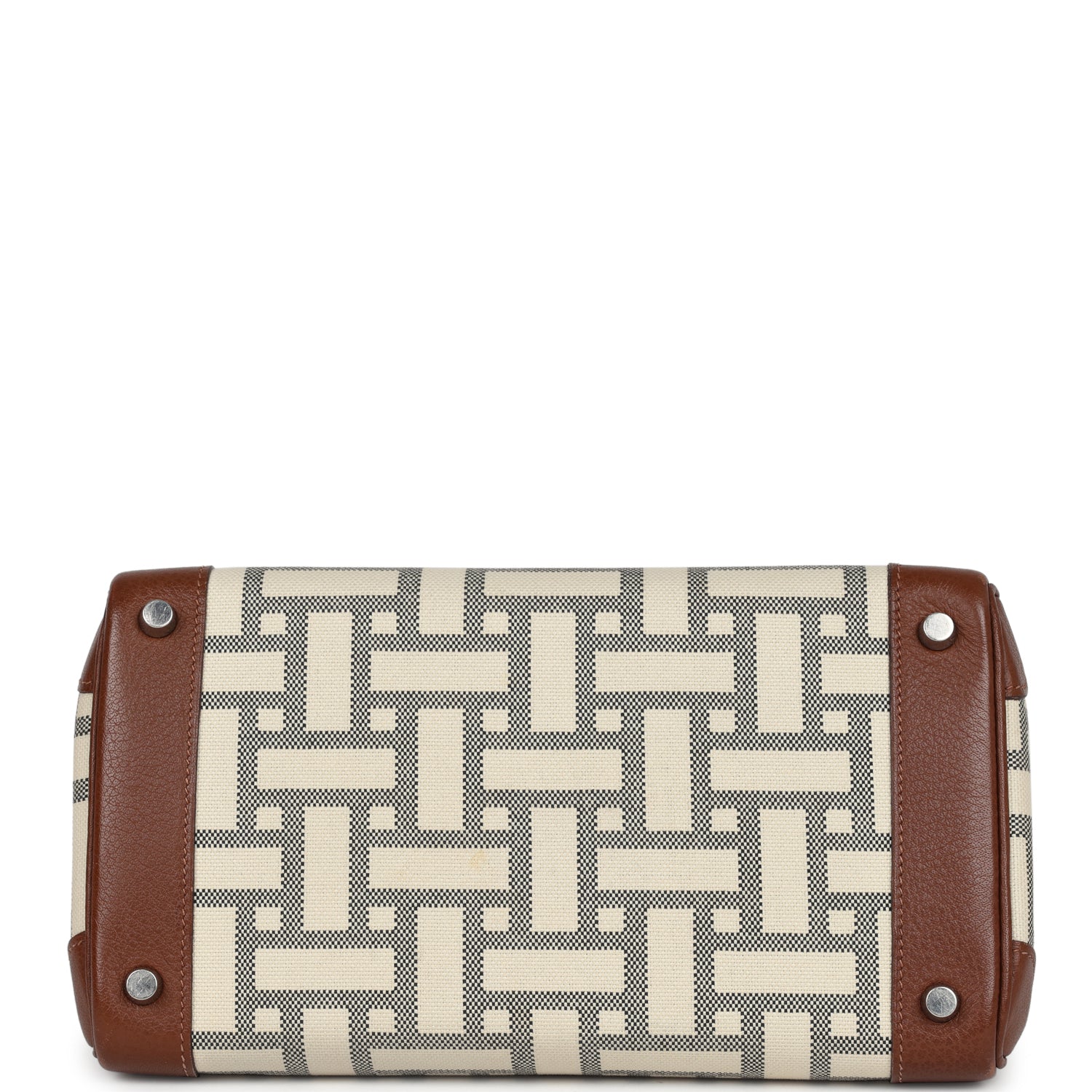 New Hermes Birkin 30 Marron D'Inde Buffalo and Mosaique Canvas Palladium Hardware