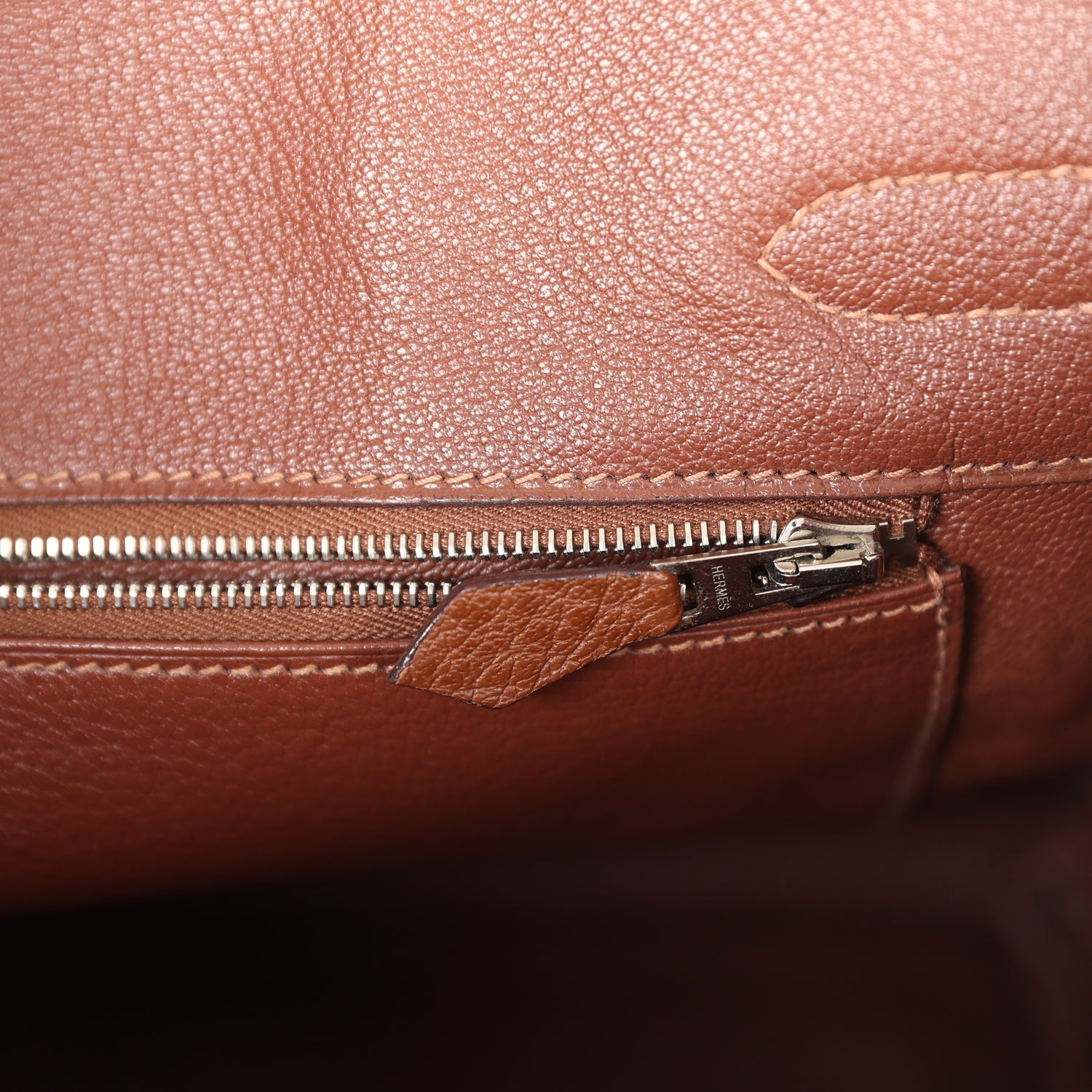 New Hermes Birkin 30 Marron D'Inde Buffalo and Mosaique Canvas Palladium Hardware