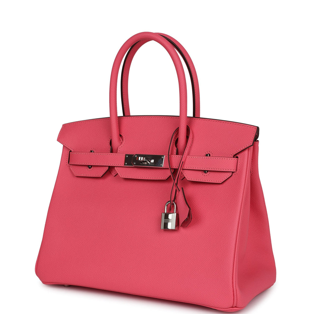 New Hermes Birkin 30 Rose Azalee Epsom Palladium Hardware