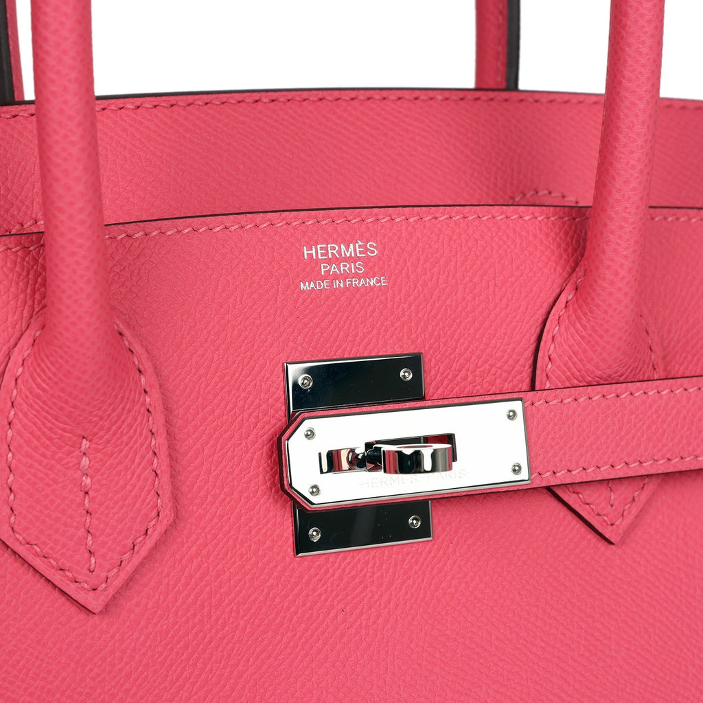 New Hermes Birkin 30 Rose Azalee Epsom Palladium Hardware
