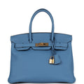 Hermes Birkin 30 Bleu Azur Togo Gold Hardware