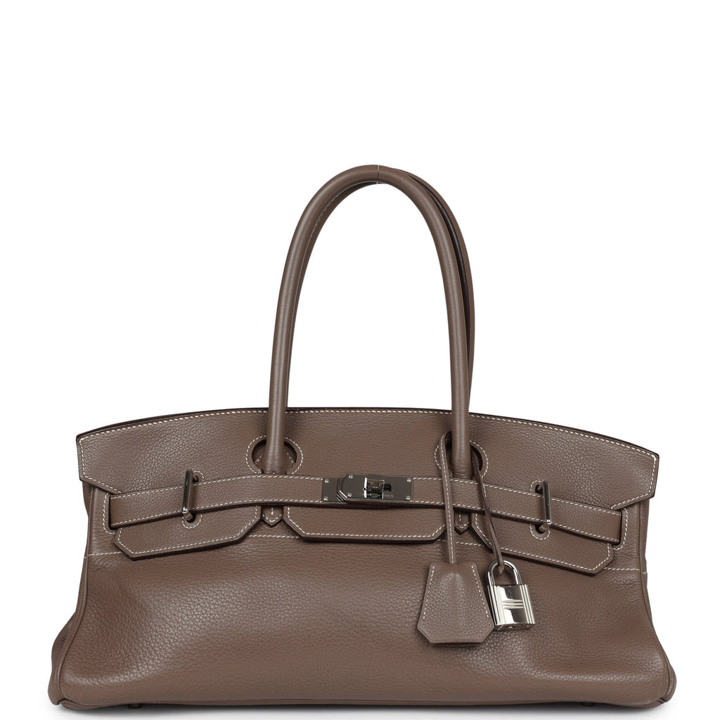 Hermes Shoulder Birkin 42 JPG Etoupe Clemence Palladium Hardware