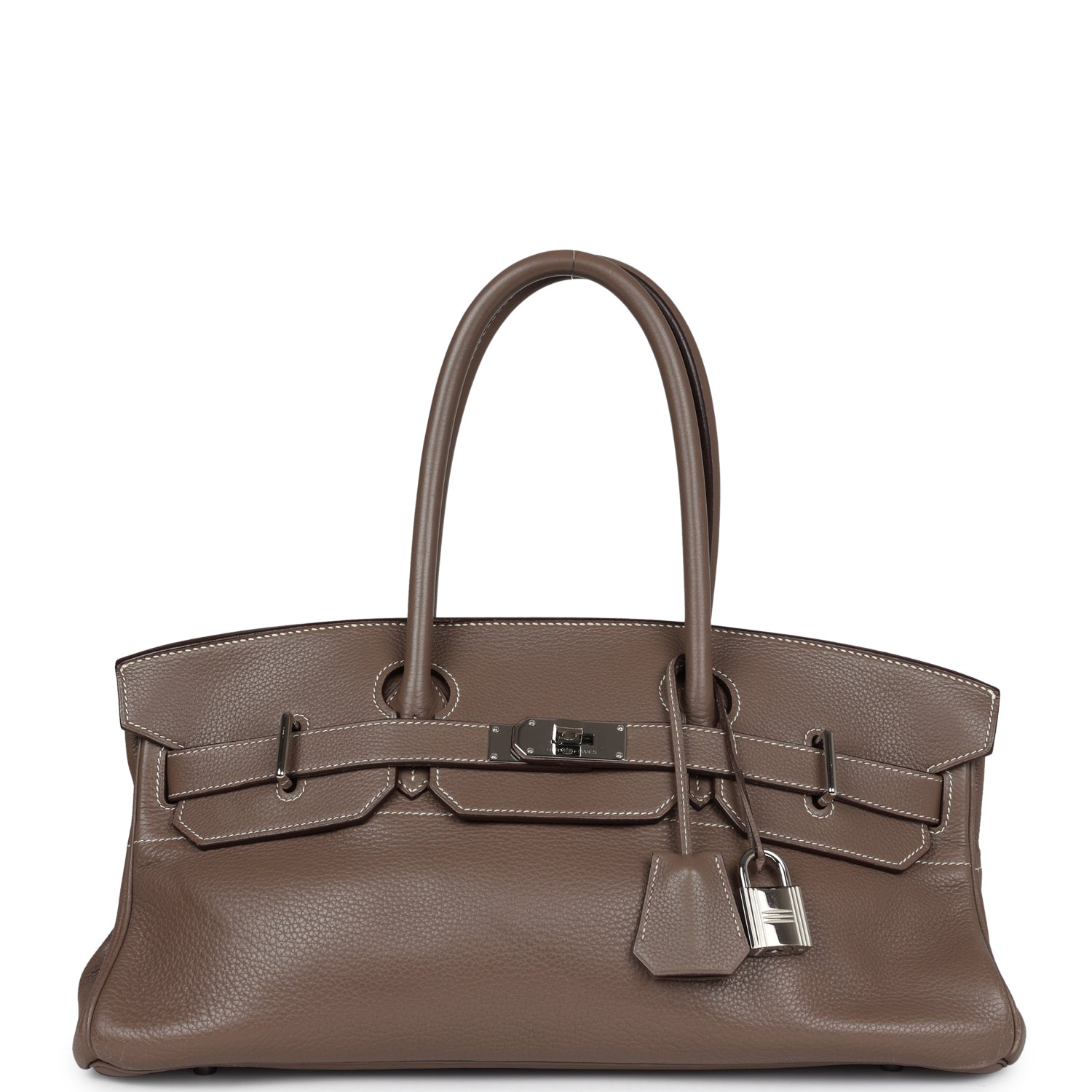 Hermes Shoulder Birkin 42 JPG Etoupe Clemence Palladium Hardware