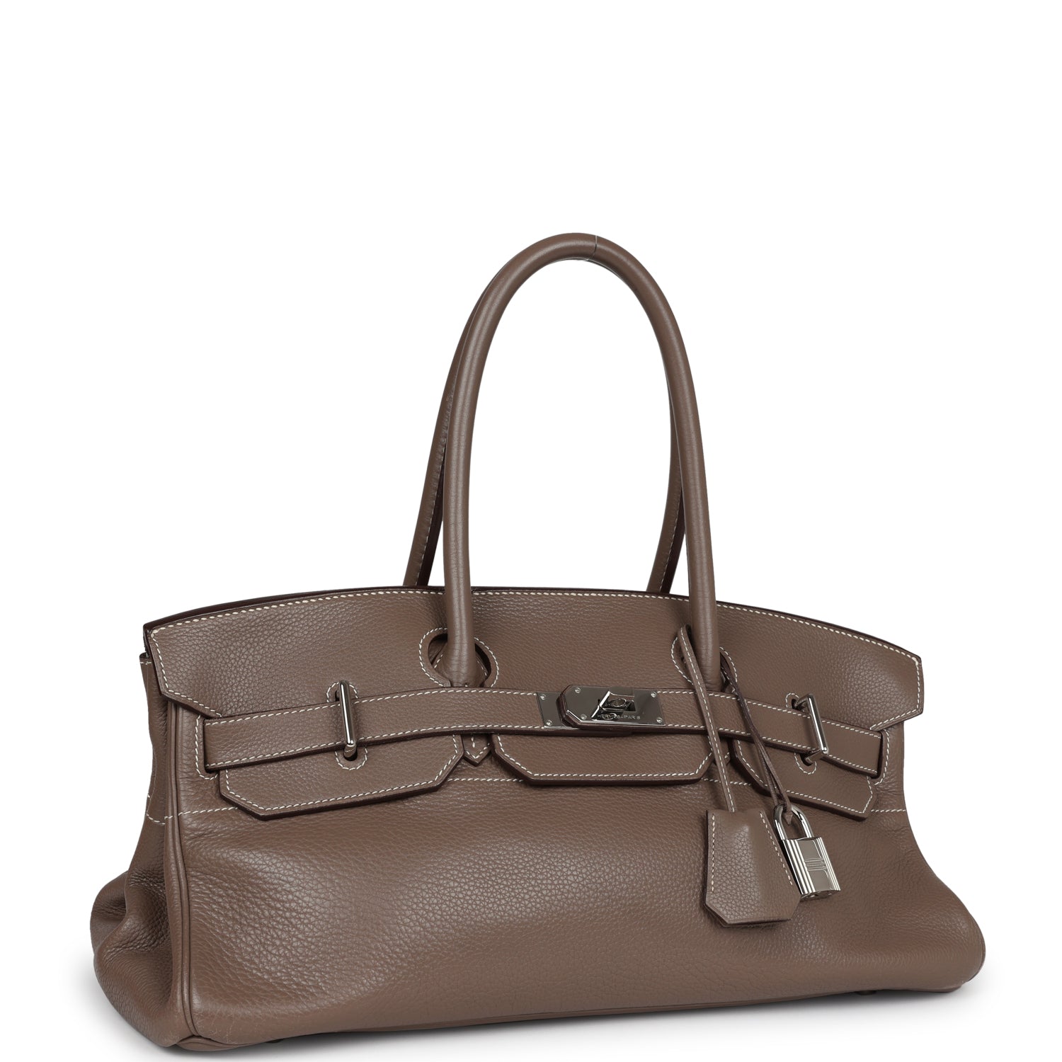 Hermes Shoulder Birkin 42 JPG Etoupe Clemence Palladium Hardware