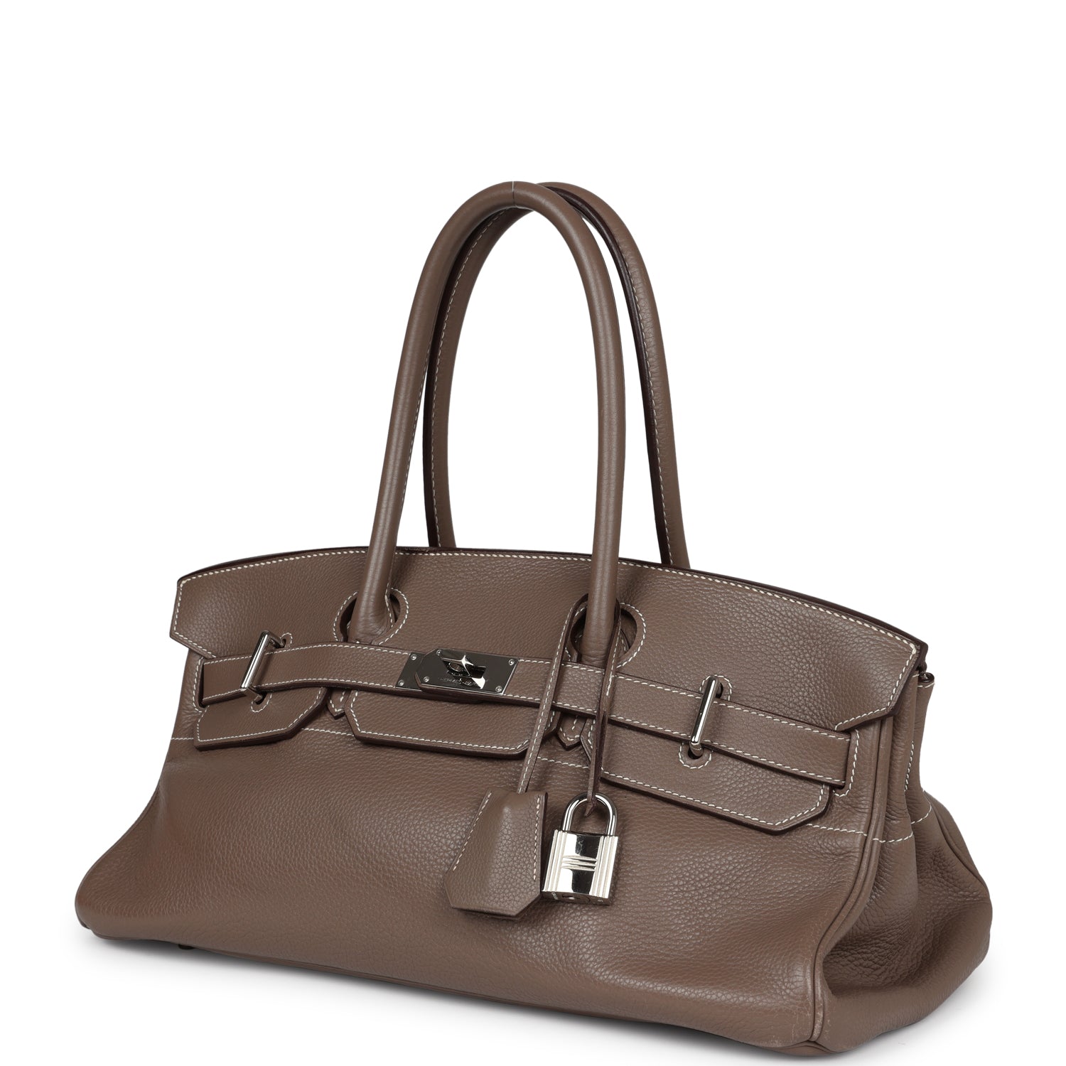 Hermes Shoulder Birkin 42 JPG Etoupe Clemence Palladium Hardware