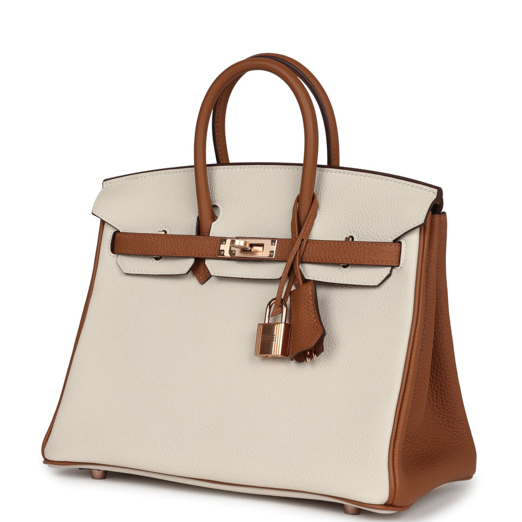 Hermes Special Order (HSS) Birkin 25 Craie and Gold Togo Rose Gold Hardware