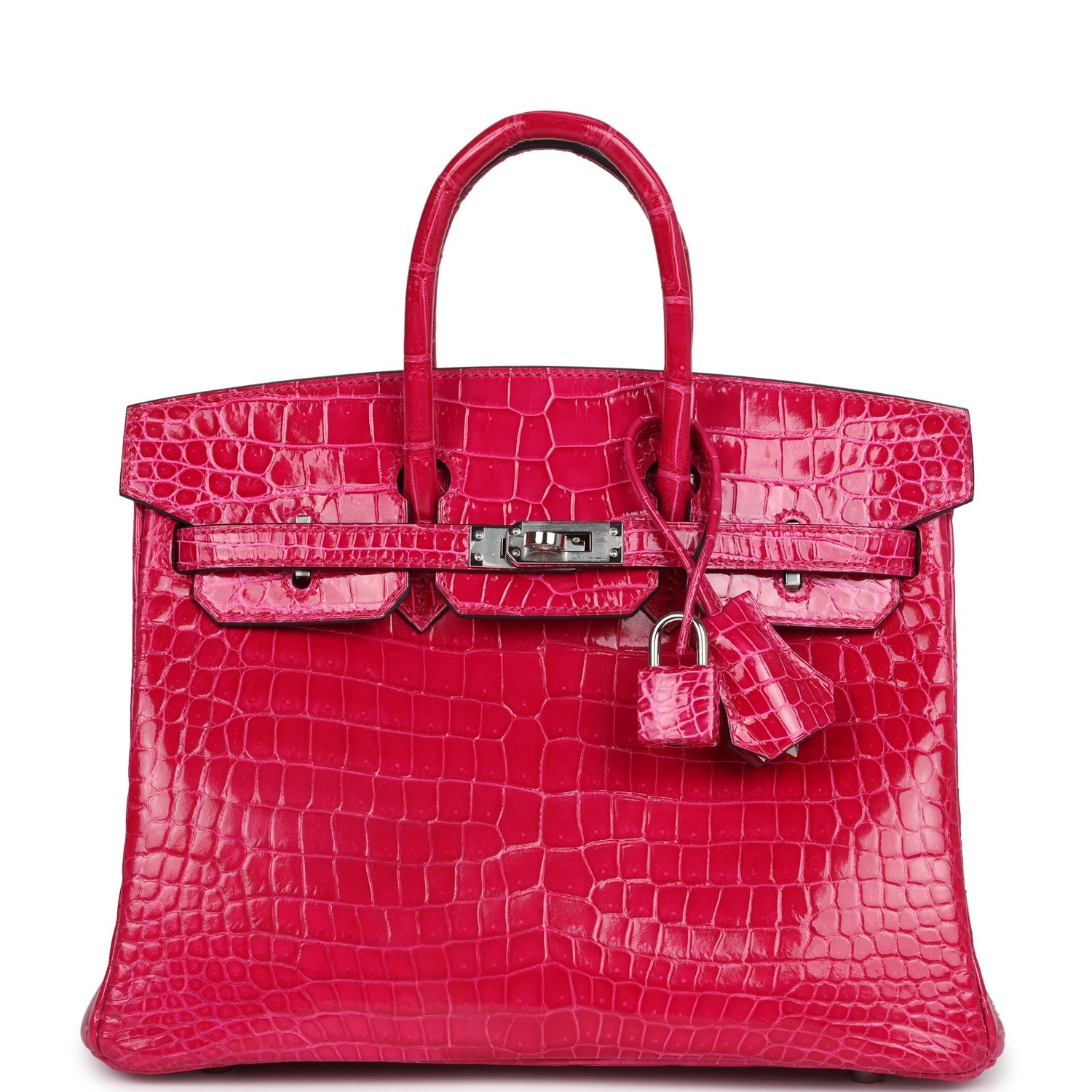 New Hermes Birkin 25 Rose Mexico Shiny Porosus Crocodile Palladium Hardware