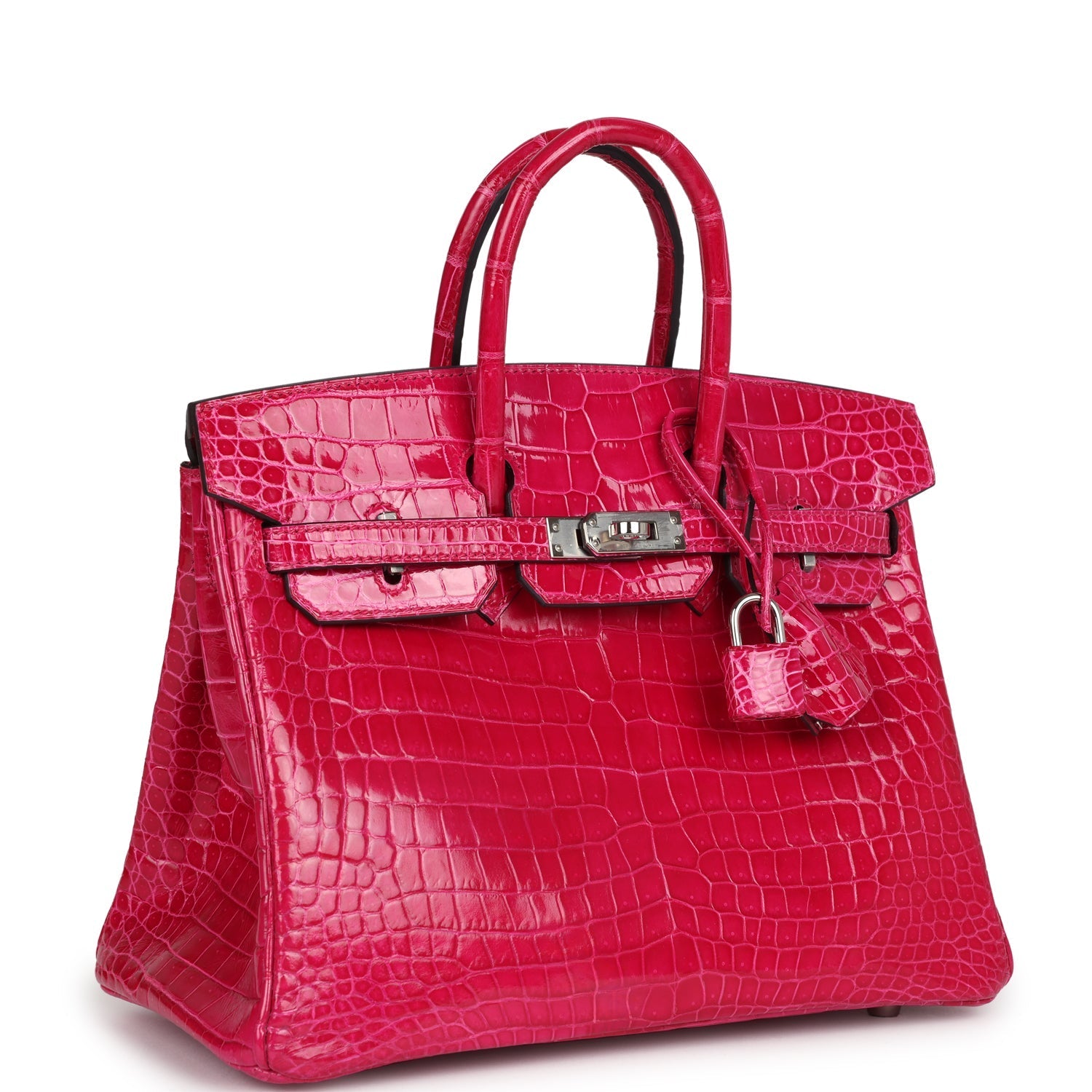 New Hermes Birkin 25 Rose Mexico Shiny Porosus Crocodile Palladium Hardware