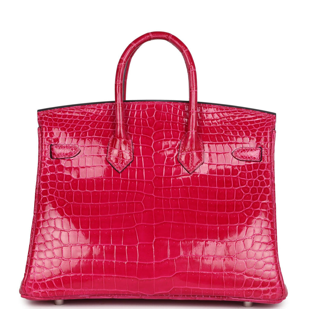 New Hermes Birkin 25 Rose Mexico Shiny Porosus Crocodile Palladium Hardware