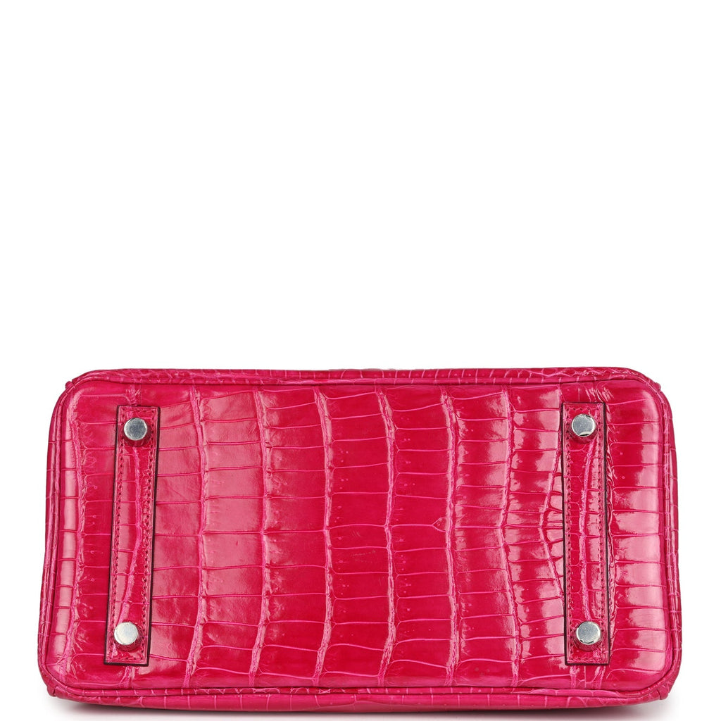 New Hermes Birkin 25 Rose Mexico Shiny Porosus Crocodile Palladium Hardware