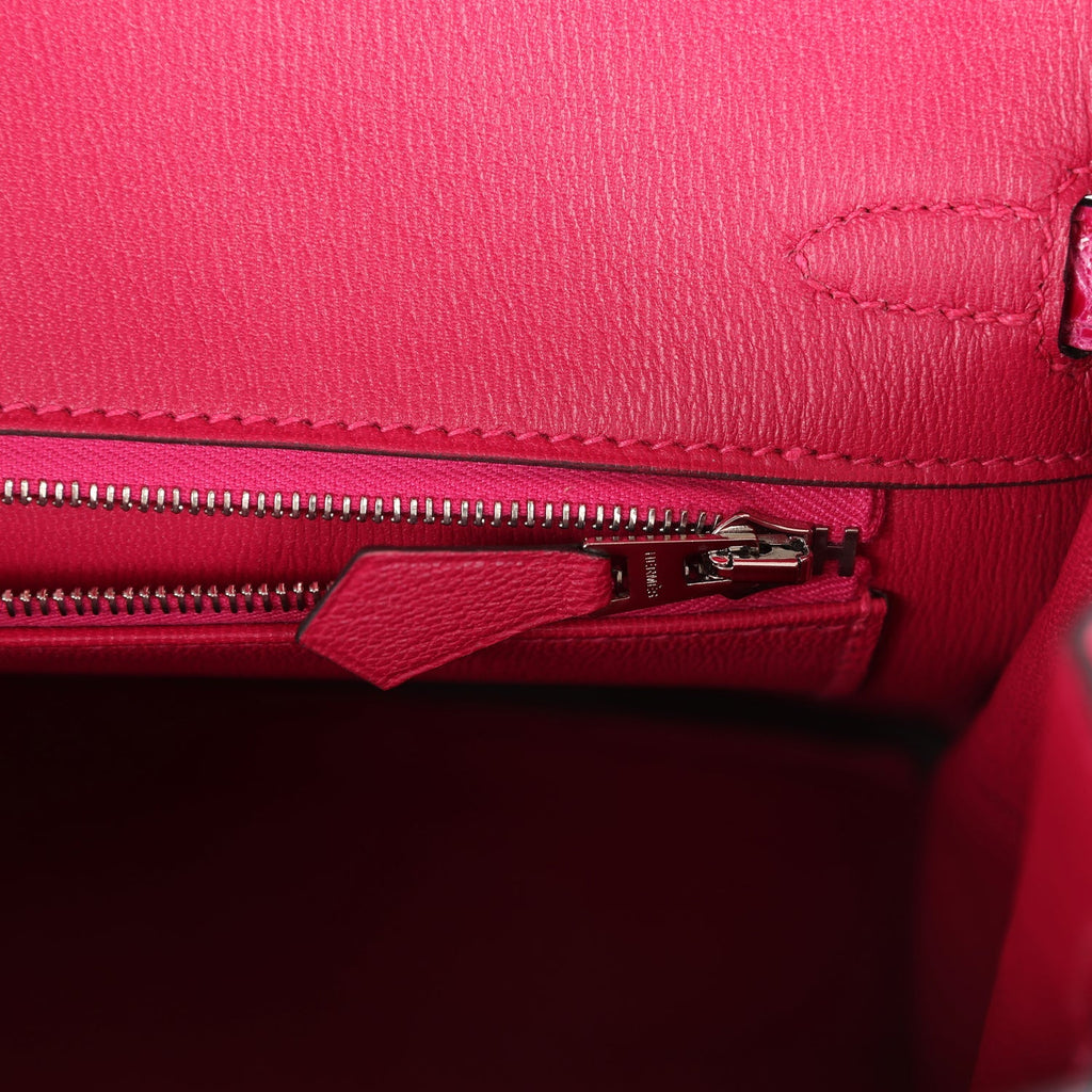 New Hermes Birkin 25 Rose Mexico Shiny Porosus Crocodile Palladium Hardware