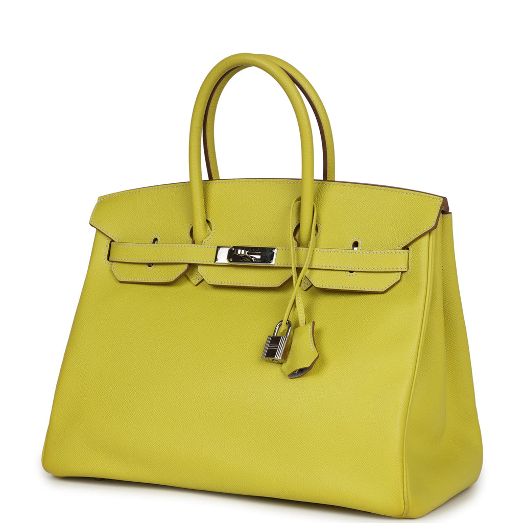 New Hermes Birkin 35 Lime Candy Epsom Palladium Hardware