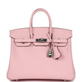 New Hermes Birkin 25 Rose Sakura Swift Palladium Hardware