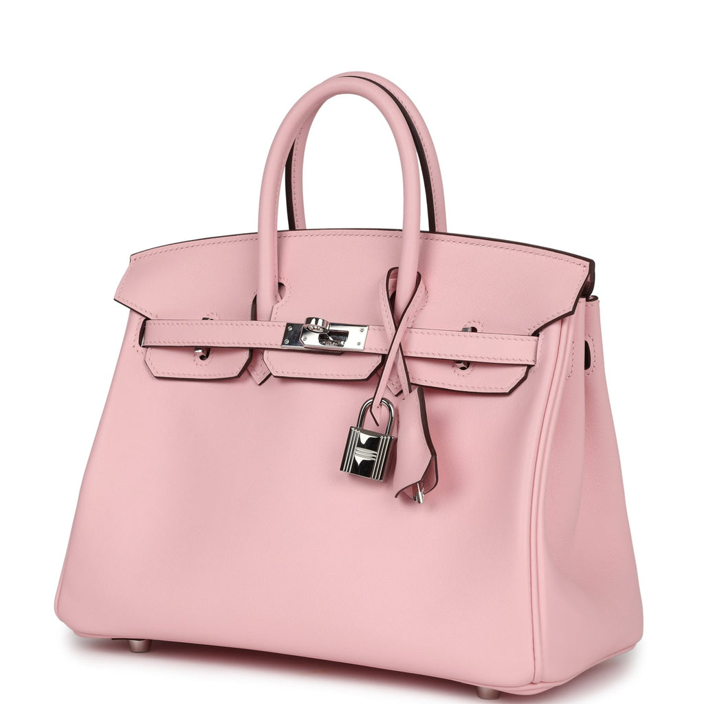 New Hermes Birkin 25 Rose Sakura Swift Palladium Hardware