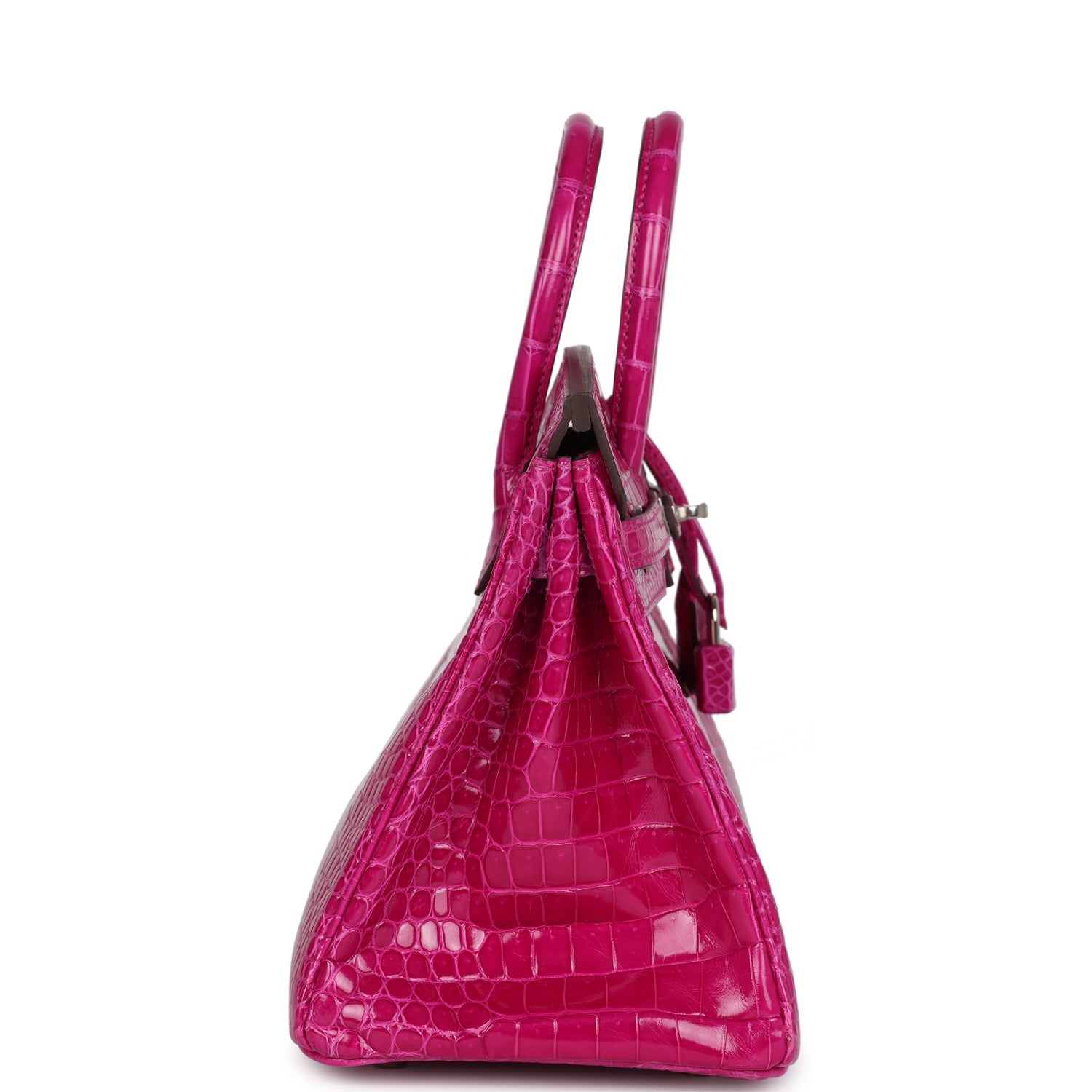 Hermes Birkin 25 Rose Scheherazade Shiny Porosus Crocodile Palladium Hardware