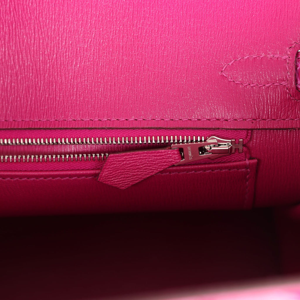 Hermes Birkin 25 Rose Scheherazade Shiny Porosus Crocodile Palladium Hardware