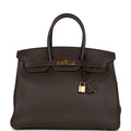 Hermes Birkin 35 Chocolate Togo Gold Hardware