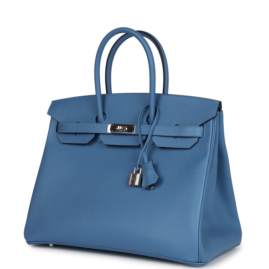New Hermes Birkin 35 Bleu Azur Epsom Palladium Hardware