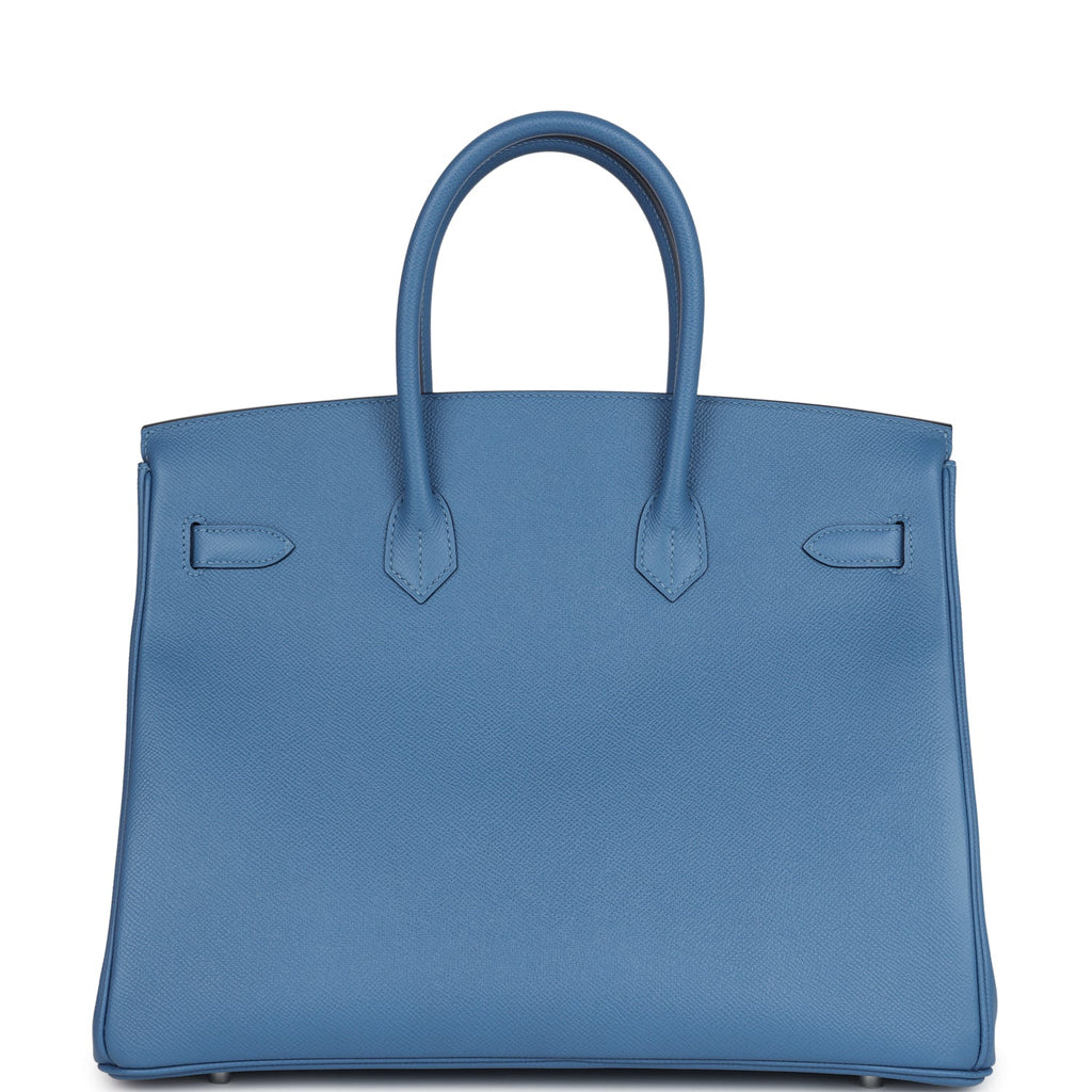 New Hermes Birkin 35 Bleu Azur Epsom Palladium Hardware