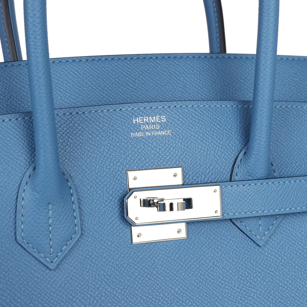 New Hermes Birkin 35 Bleu Azur Epsom Palladium Hardware