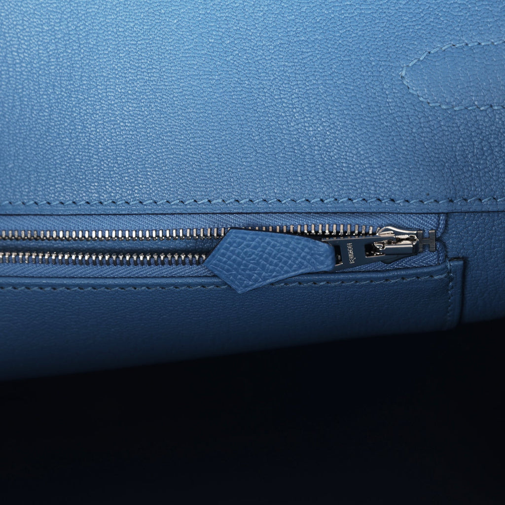 New Hermes Birkin 35 Bleu Azur Epsom Palladium Hardware