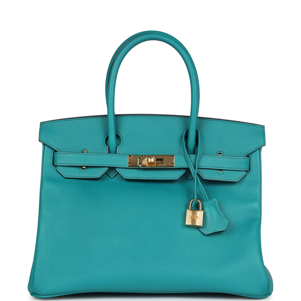 New Hermes Special Order (HSS) Birkin 30 Bleu Paon Epsom Gold Hardware