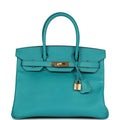 New Hermes Special Order (HSS) Birkin 30 Bleu Paon Epsom Gold Hardware