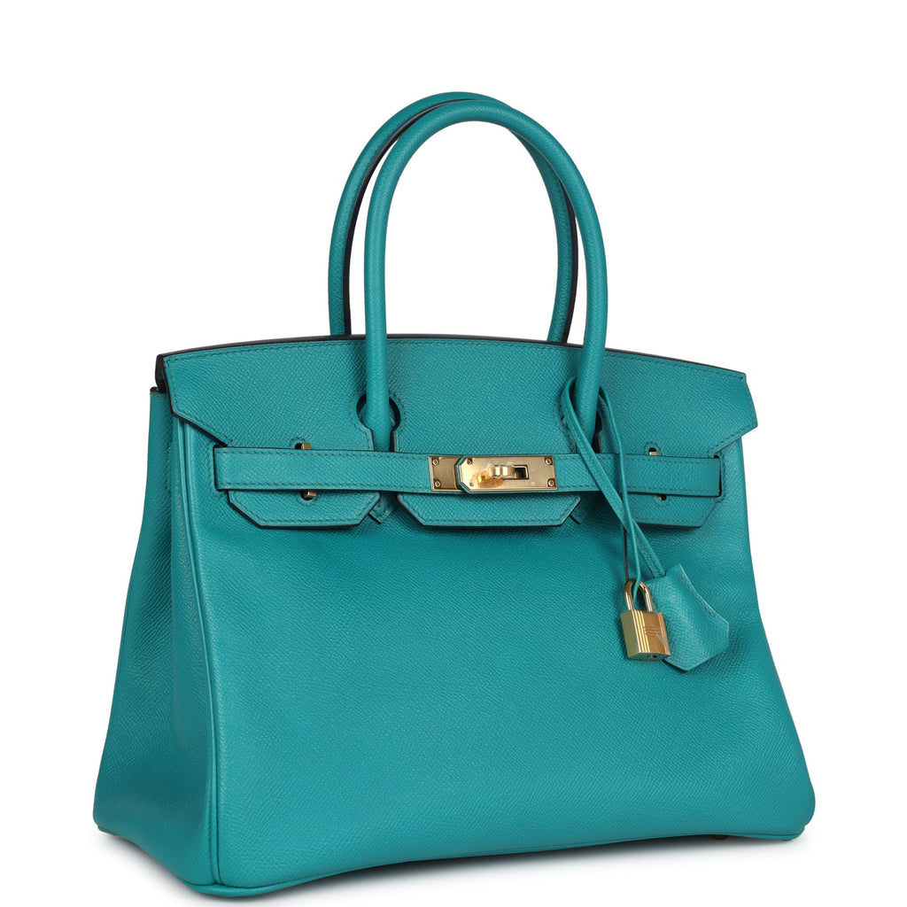 New Hermes Special Order (HSS) Birkin 30 Bleu Paon Epsom Gold Hardware
