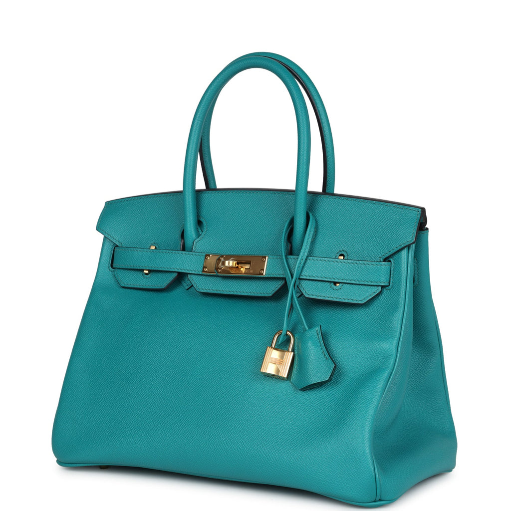 New Hermes Special Order (HSS) Birkin 30 Bleu Paon Epsom Gold Hardware
