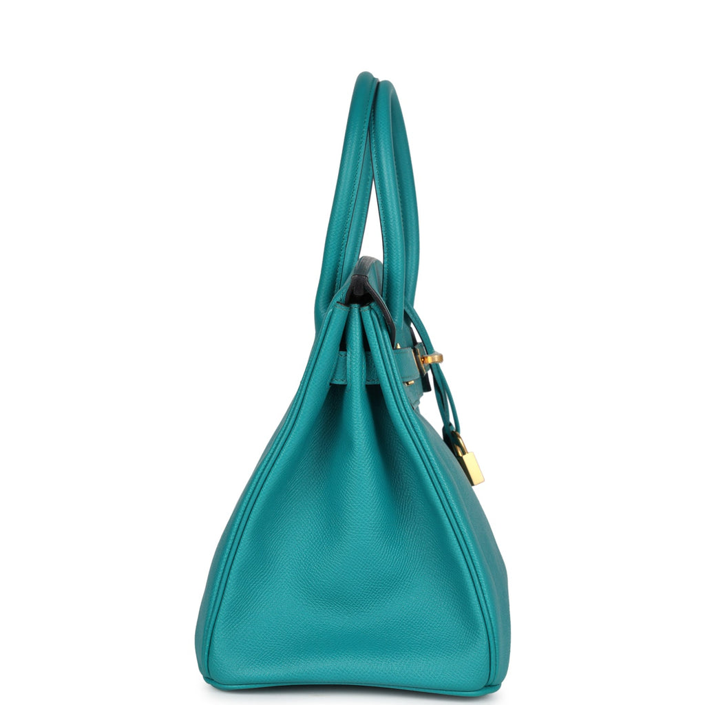 New Hermes Special Order (HSS) Birkin 30 Bleu Paon Epsom Gold Hardware