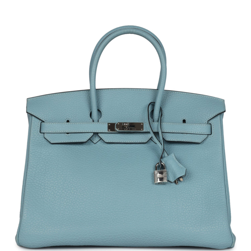 New Hermes Birkin 35 Ciel Togo Palladium Hardware