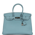 New Hermes Birkin 35 Ciel Togo Palladium Hardware