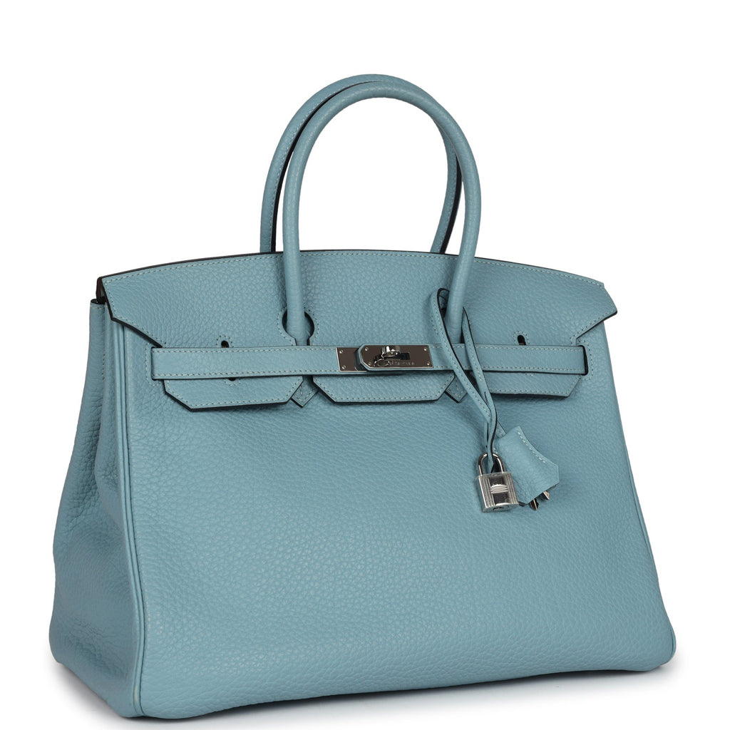 New Hermes Birkin 35 Ciel Togo Palladium Hardware