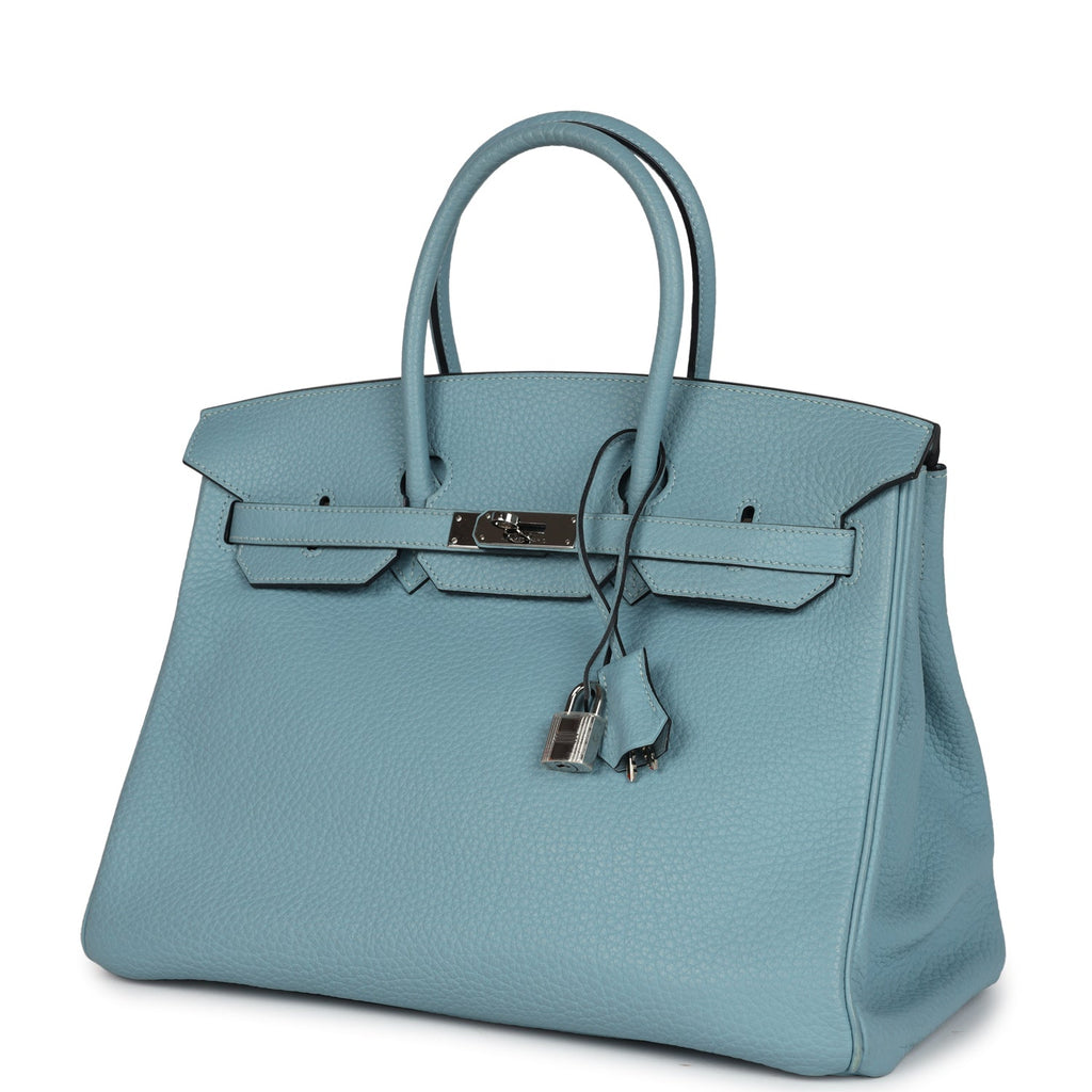 New Hermes Birkin 35 Ciel Togo Palladium Hardware