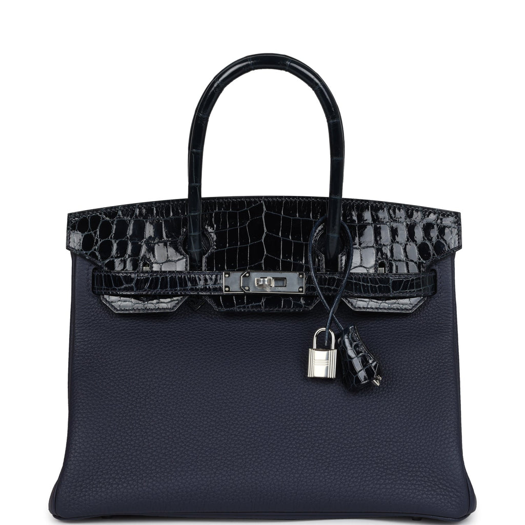 Hermes Birkin 30 Bleu Baltique Niloticus Crocodile and Bleu Nuit Togo Touch Palladium Hardware