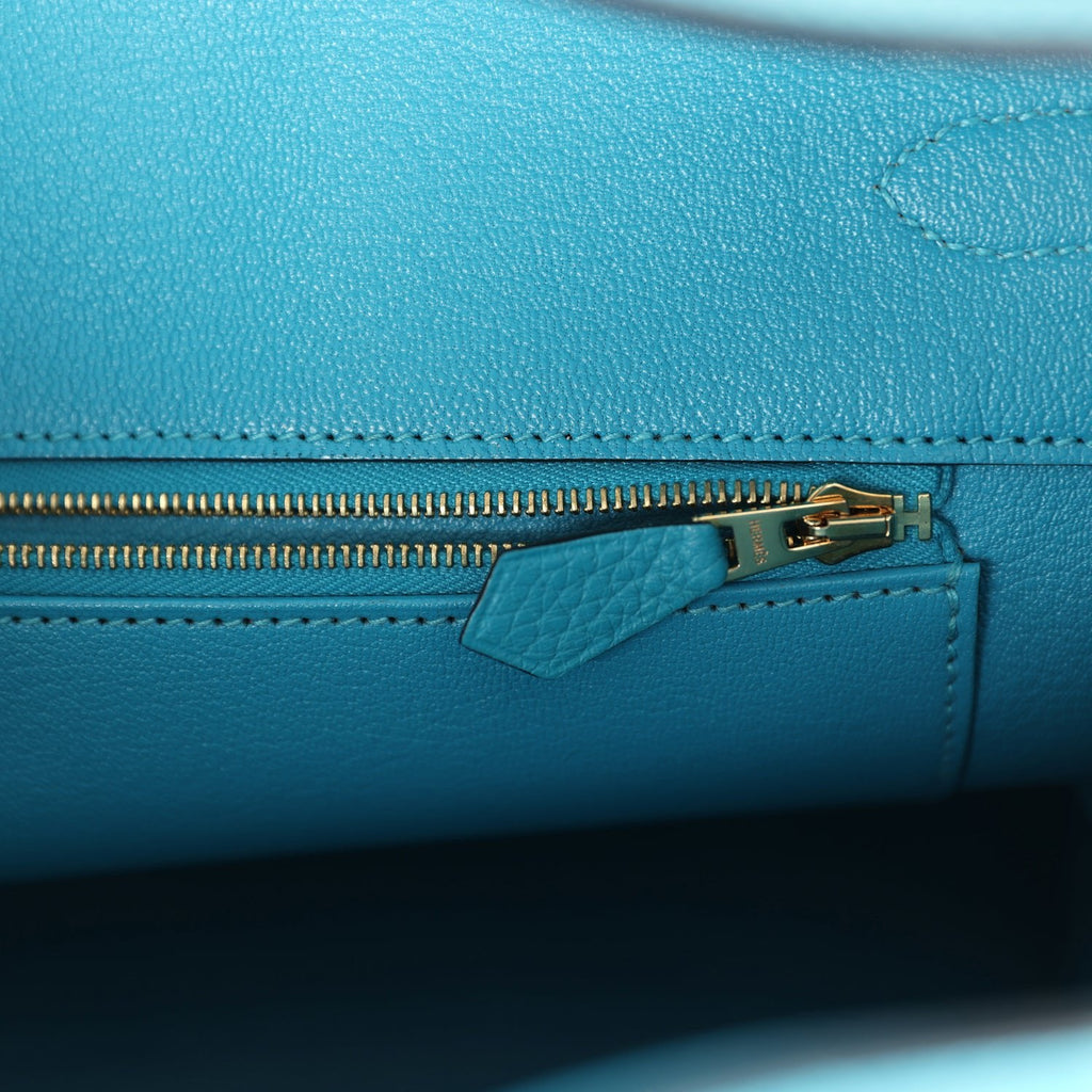 New Hermes Birkin 35 Bleu Izmir Clemence Gold Hardware