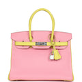 New Hermes Special Order (HSS) Birkin 30 Rose Confetti and Lime Chevre Mysore Palladium Hardware