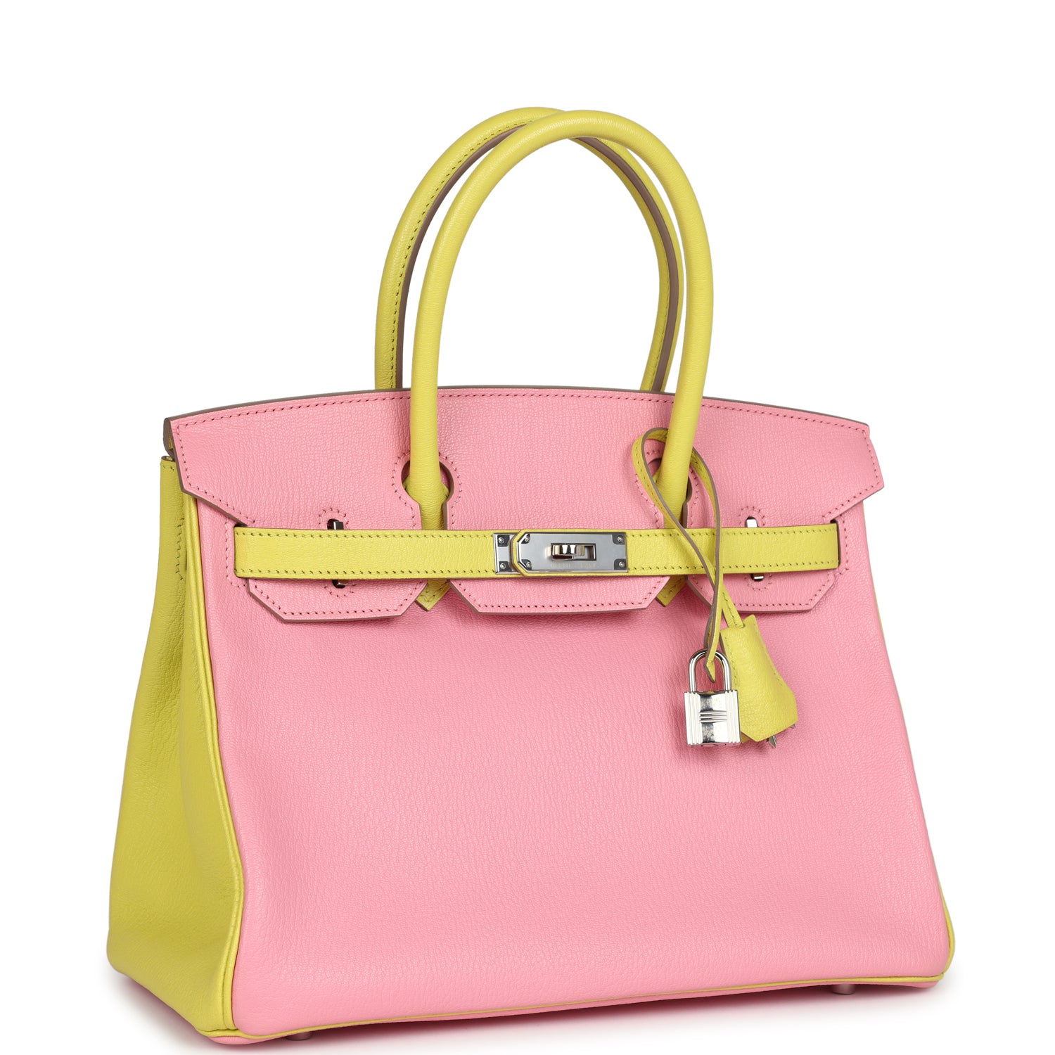 New Hermes Special Order (HSS) Birkin 30 Rose Confetti and Lime Chevre Mysore Palladium Hardware