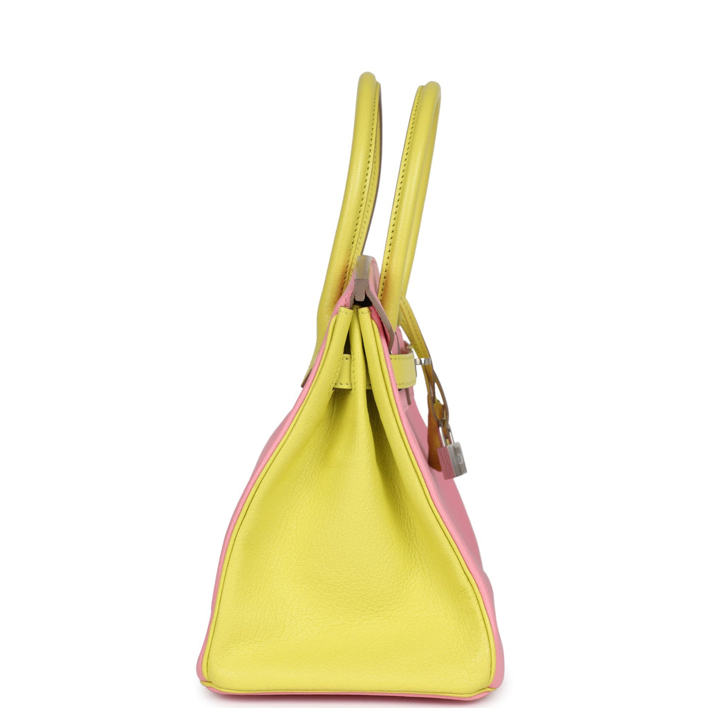 New Hermes Special Order (HSS) Birkin 30 Rose Confetti and Lime Chevre Mysore Palladium Hardware
