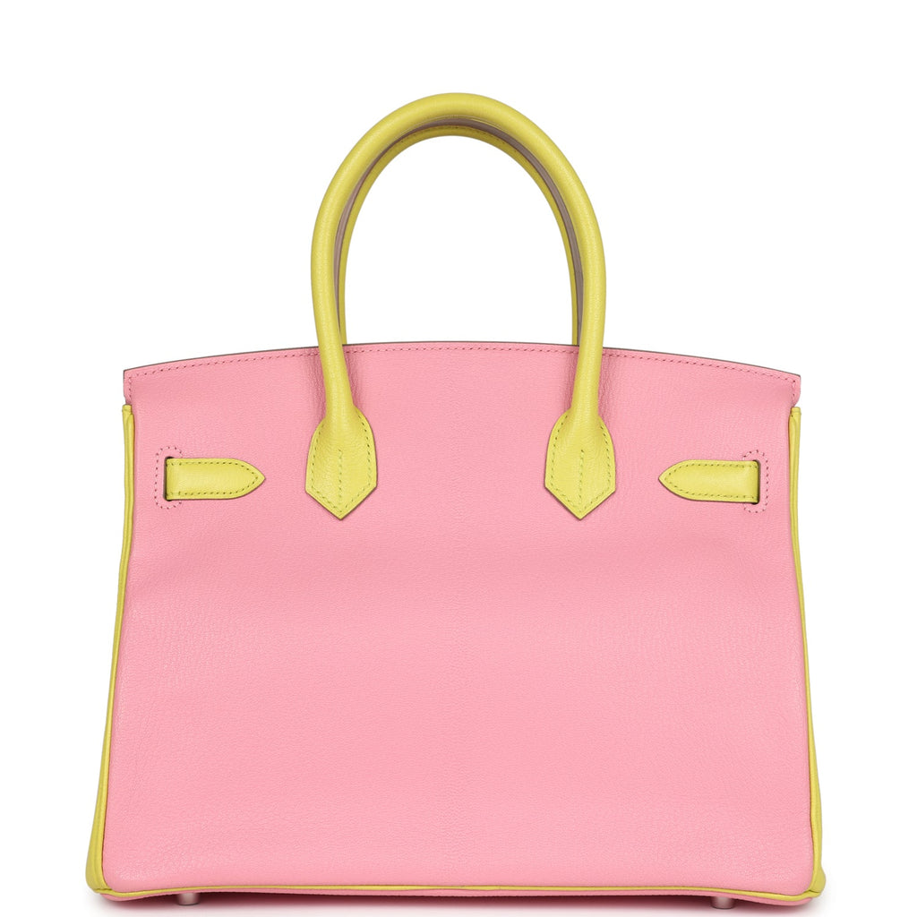 New Hermes Special Order (HSS) Birkin 30 Rose Confetti and Lime Chevre Mysore Palladium Hardware