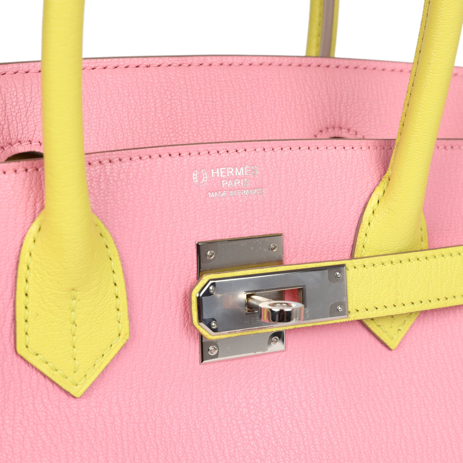 New Hermes Special Order (HSS) Birkin 30 Rose Confetti and Lime Chevre Mysore Palladium Hardware