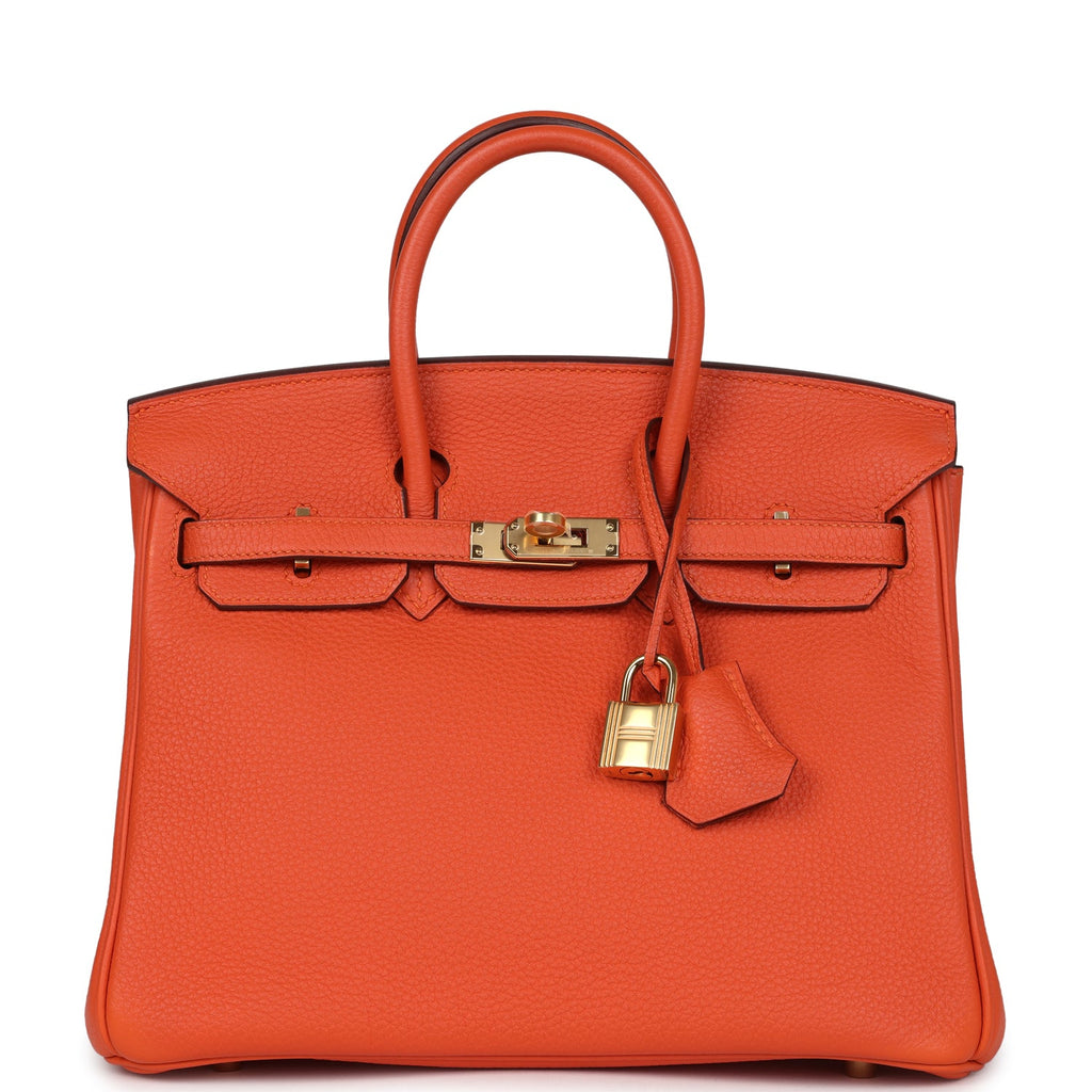 New Hermes Birkin 25 Feu Togo Gold Hardware