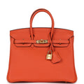 New Hermes Birkin 25 Feu Togo Gold Hardware