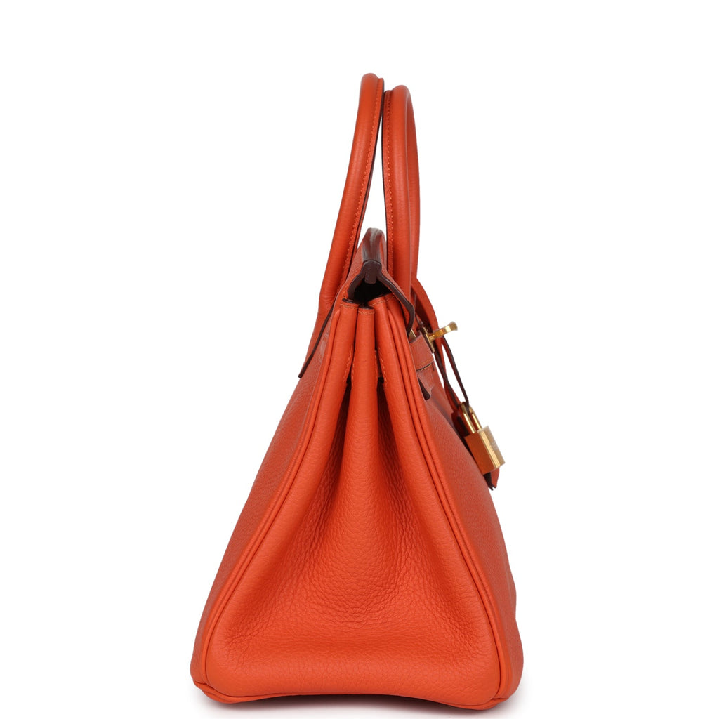 New Hermes Birkin 25 Feu Togo Gold Hardware
