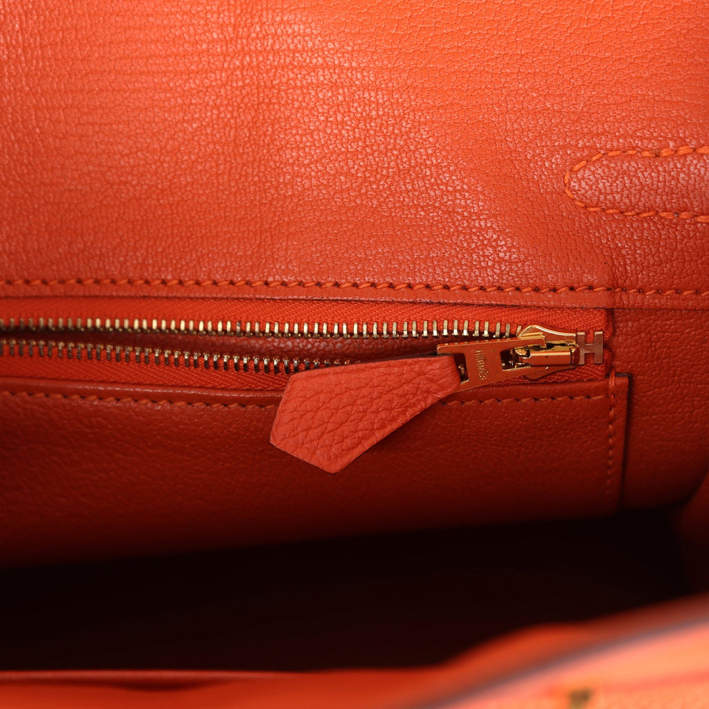 New Hermes Birkin 25 Feu Togo Gold Hardware